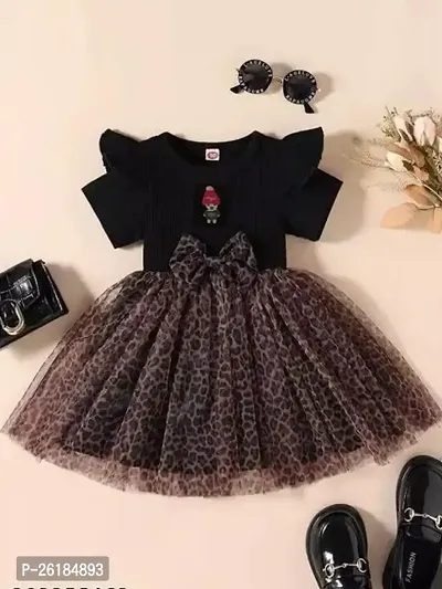 Summer leopard print black princess clothing dress for girls ( PACK OF 1)