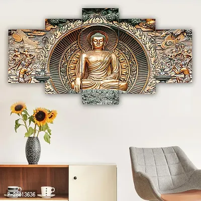 INDIAN CRAFT HOUSE  Set Of 5, 3d Scenery Wall Painting for Living Room Large Size with Frames for Wall Decor and Home Decoration, Hotel, Office (125 CM X 60 CM)-thumb4