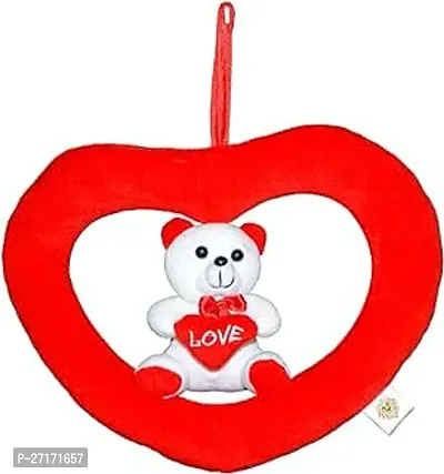 Stylish Sitting Teddy With Heart In Ring Heart For Valentine -25 Cm-thumb0