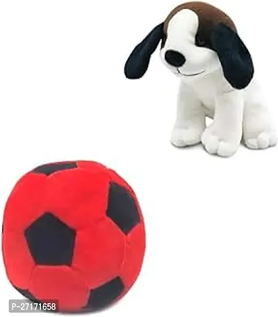 Stylish Toys Polyester Teddy Puppy Dog 20 Cm With 52 Cm Teddy Ball Cute, Plush/Soft Toy For Boys, Girls And Kids