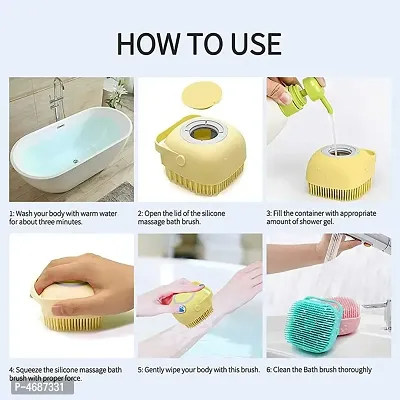 1pc Silicone  Soft Bath Body Brush scrubber with Shampoo Dispenser