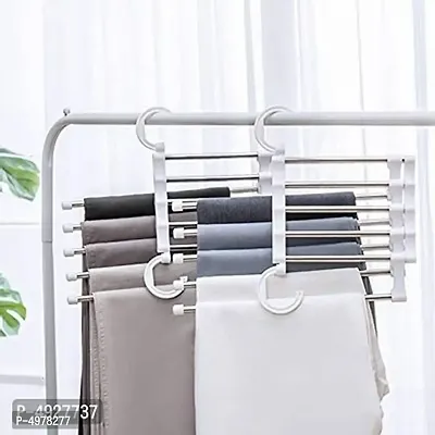 II pack of 4 II 5 in 1 Multifunctional Magic Pants Hanger Adjustable Storage Rack Hanging Closet Space Saver for Trousers Jeans