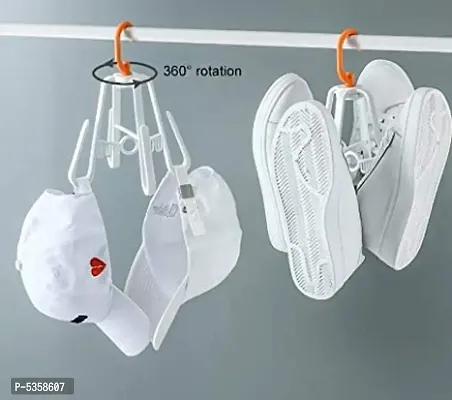 (Pack of 3) Shoe Drying Hanger-Folding Hanging 4 Hook Plastic Shoe Drying Hanger-thumb0