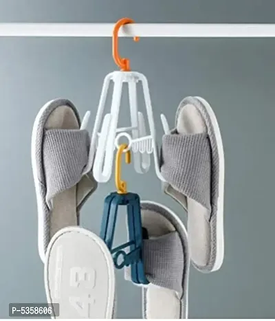 (Pack of 5) Shoe Drying Hanger-Folding Hanging 4 Hook Plastic Shoe Drying Hanger-thumb0