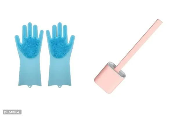 Toilet Brush with silicone hand gloves