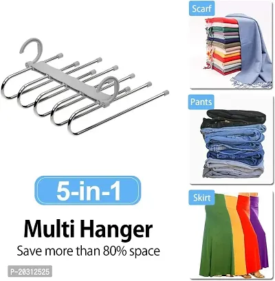 BUY 1 GET 1 FREE 5 In 1 Stainless Steel Foldable Hangers For Clothes Steel Trousers U-thumb0