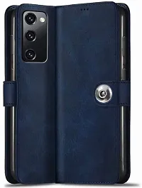 Coverblack Dual Protection Artificial Leather,Silicon Flip Cover For Samsung Galaxy S20 Fe 5G G781BNavy Blue-thumb1