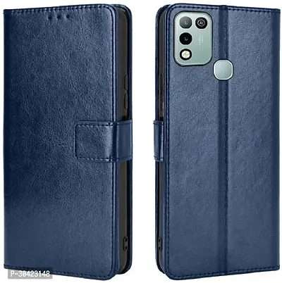 Coverblack Magnetic Case Artificial Leather,Rubber Flip Cover For Infinix Smart 5Navy Blue-thumb0