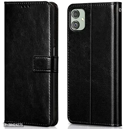 Coverblack Magnetic Case Artificial Leather,Rubber Flip Cover For Samsung Galaxy F14 5GVenom Black