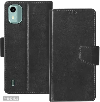 Coverblack Magnetic Case Artificial Leather,Silicon Flip Cover For Nokia Ta1562 , Nokia C12ProVintage Starry Black