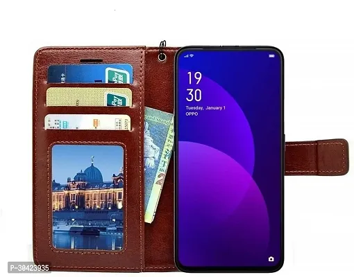 Coverblack Flexible Artificial Leather,Rubber Flip Cover For Oppo A71Executive Brown-thumb3