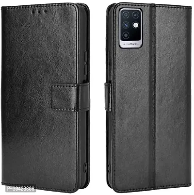 Coverblack Magnetic Case Artificial Leather,Rubber Flip Cover For Infinix Note 10Venom Black-thumb0