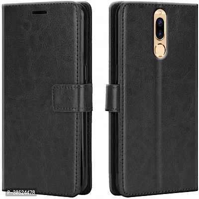 Coverblack Dual Protection Artificial Leather,Rubber Flip Cover For Honor 9IVenom Black-thumb2