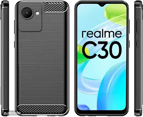 Coverblack Matte Finish Rubber Back Cover For Realme C30SBlack