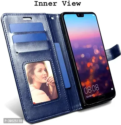 Coverblack Hard Case Artificial Leather,Rubber Flip Cover For Samsung Galaxy F34 5GNavy Blue-thumb3