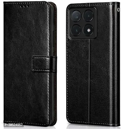 Coverblack Hybrid Tpu Artificial Leather,Silicon Flip Cover For Poco X6Pro 5GVintage Starry Black-thumb0