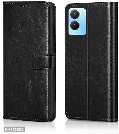 Coverblack Magnetic Case Artificial Leather,Rubber Flip Cover For Vivo Y16Venom Black-thumb2