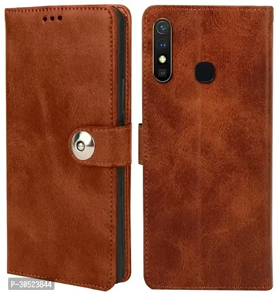 Coverblack Dual Protection Artificial Leather,Rubber Flip Cover For Infinix Hot 8Executive Brown