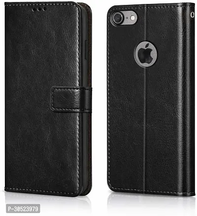 Coverblack Dual Protection Artificial Leather,Rubber Flip Cover For Apple Iphone 6SSterry Black-thumb0