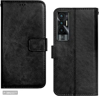 Coverblack Shock Proof Artificial Leather,Rubber Flip Cover For Tecno Pova (5G)Black-thumb0