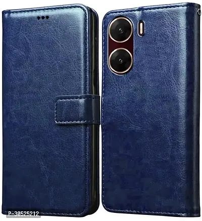 Coverblack Grip Case Artificial Leather,Silicon Flip Cover For Vivo V2303 , Vivo_V29E 5GCobalt Blue