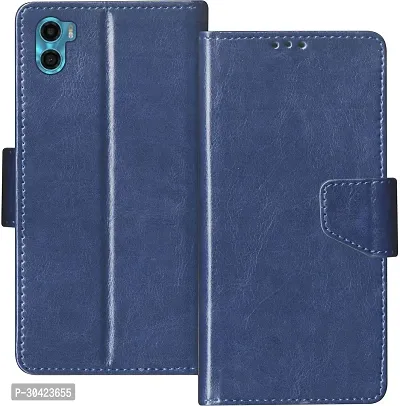 Coverblack Magnetic Case Artificial Leather,Rubber Flip Cover For Motorola E32Navy Blue-thumb0