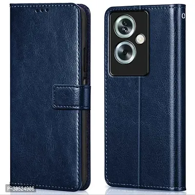 Coverblack Grip Case Artificial Leather,Rubber Flip Cover For Oppo A79 5GNavy Blue-thumb0