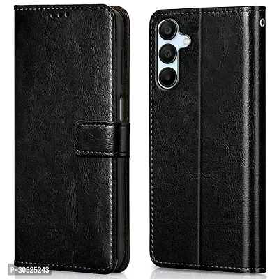 Coverblack Leather Finish Imported Tpu Wallet Stand Magnetic Closure Flip Cover For Samsung Galaxy F15 5GStarry Black-thumb0