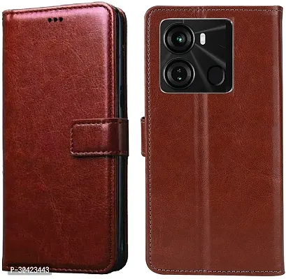 Coverblack Magnetic Case Artificial Leather,Silicon Flip Cover For Itel P662L , Itel_ P40Vintage Brown-thumb0