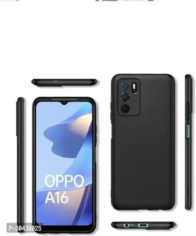 Modern Flexible Rubber Back Cover For Oppo A16Black-thumb0