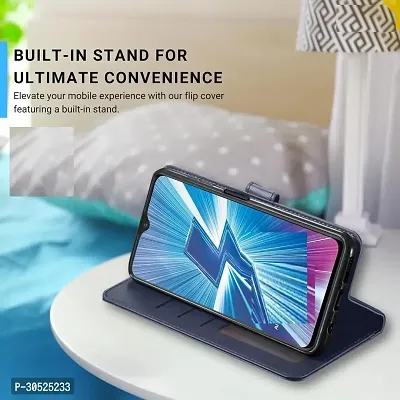 Coverblack Leather Finish Imported Tpu Wallet Stand Magnetic Closure Flip Cover For Realme 12 Pro+ 5G Navy Blue-thumb5