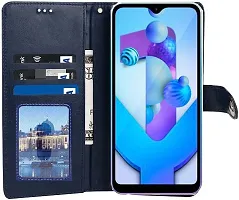 Coverblack Magnetic Case Artificial Leather Flip Cover For Infinix X6823C , Smart 6PlusNavy Blue-thumb2