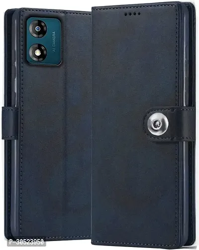 Coverblack Hybrid Tpu Artificial Leather,Silicon Flip Cover For Motorola Moto E13Navy Blue-thumb0