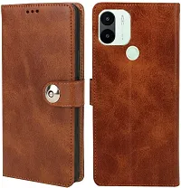 Coverblack Grip Case Artificial Leather,Rubber Flip Cover For Mi Poco C50Brown-thumb1