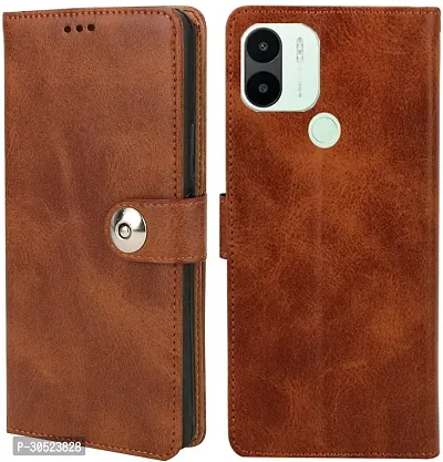 Coverblack Grip Case Artificial Leather,Rubber Flip Cover For Mi Poco C50Brown-thumb2