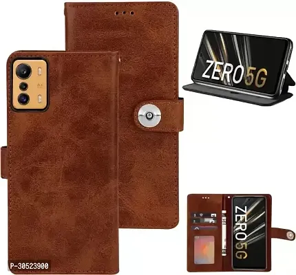 Coverblack Magnetic Case Artificial Leather,Silicon Flip Cover For Infinix X6815B , Zero 5G 2021Vintage Brown-thumb0