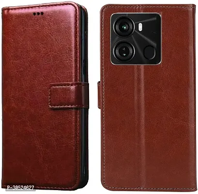 Coverblack Magnetic Case Artificial Leather,Silicon Flip Cover For Itel P662L , Itel_ P40Vintage Brown-thumb0