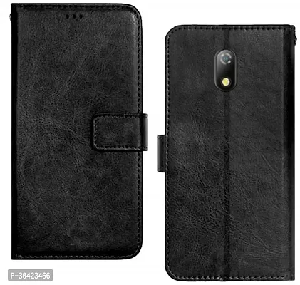 Coverblack Matte Finish Artificial Leather,Silicon Flip Cover For Itel _A23Vintage Starry Black-thumb2