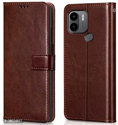 Coverblack Magnetic Case Artificial Leather,Rubber Flip Cover For Mi Poco C50Brown-thumb0