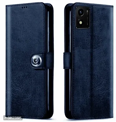 Coverblack Hybrid Tpu Artificial Leather Flip Cover For Vivo Y15SNavy Blue-thumb0