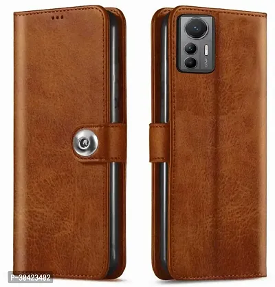 Coverblack Dual Protection Artificial Leather,Silicon Flip Cover For Mi 2203129G , Mi 12LiteVintage Brown-thumb0