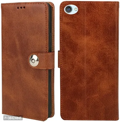 Coverblack Magnetic Case Artificial Leather,Rubber Flip Cover For Vivo Y53IExecutive Brown-thumb0