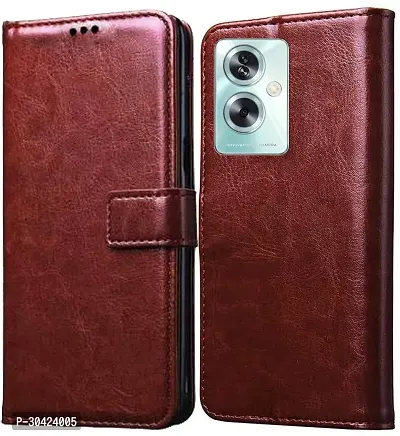 Coverblack Grip Case Artificial Leather,Rubber Flip Cover For Oppo A79 5GTan Brown-thumb0