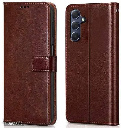 Coverblack Magnetic Case Artificial Leather,Rubber Flip Cover For Samsung Galaxy F34 5GExecutive Brown-thumb0