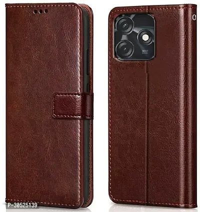 Coverblack Grip Case Artificial Leather,Silicon Flip Cover For Tecno Ki5K , Spark 10CVintage Brown-thumb0