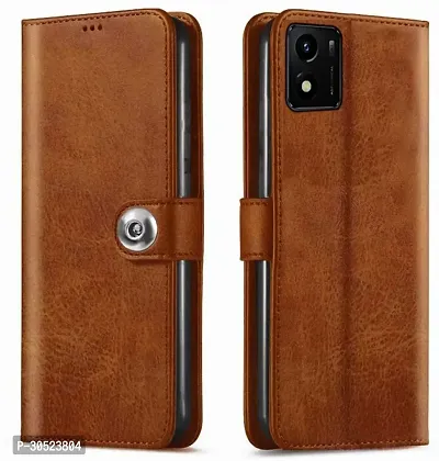 Coverblack Shock Proof Artificial Leather Flip Cover For Vivo V2147 , Y15CWallet Brown-thumb0