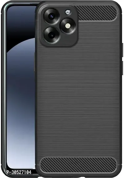 Coverblack Dual Protection Rubber Back Cover For Itel A70Black-thumb0