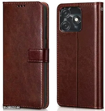 Coverblack Magnetic Case Artificial Leather,Rubber Flip Cover For Tecno Spark 10CExecutive Brown-thumb0