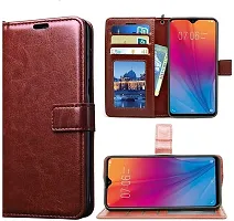 Coverblack Hybrid Tpu Artificial Leather,Silicon Flip Cover For Poco C51 Mzb0DxkinBrown-thumb1