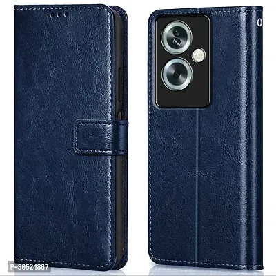 Coverblack Grip Case Artificial Leather,Rubber Flip Cover For Oppo A79 5GNavy Blue-thumb0